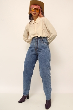 Calça jeans cintura alta classica azul - Capichó Brechó