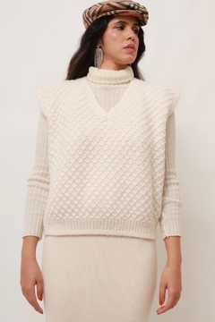 Pulover colete tricot textura vintage grosso - comprar online