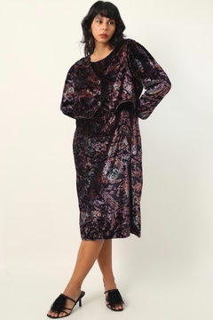 Vestido veludo floral colete embutido - comprar online