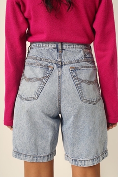 Bermuda jeans cintura alta det lateral - loja online