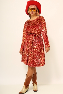 vestido estampado veludo vintage - loja online