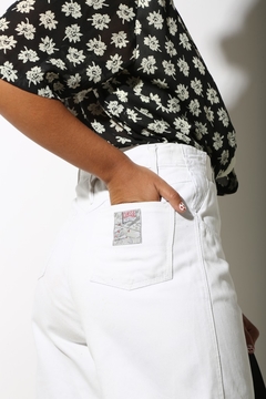 Bermuda branca cintura alta jeans vintage  - loja online