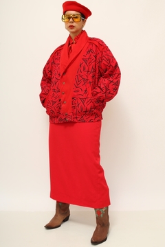 Jaqueta vermelha acolchoada estampada - loja online