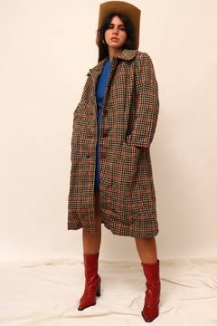 Imagem do casaco xadrez em lã vintage forrado