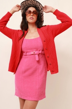 cardigan tricot vermelho vintage - comprar online