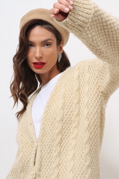 cardigan creme tricot grosso na internet