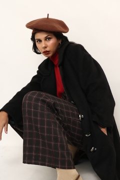 casaco longo lã textura vintage preto - Capichó Brechó