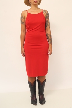 Vestido vermelho midi forrado 90´s - loja online