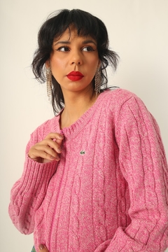 Pulover LACOSTE vintage rosa ziper - comprar online