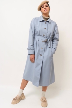 Imagem do Trenc Coat azul bebe forrado c/cinto vintage