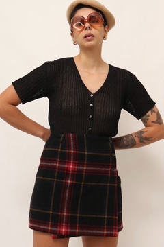blusa tricot preta teansparencia vintage - Capichó Brechó