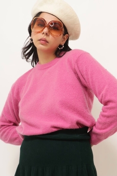 Tricot pulover rosa lã vintage macio na internet