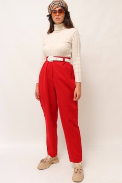 calca culote vermelha vintage cintura alta - loja online