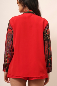Camisa vermelha manga etnica vintage - comprar online