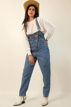 macacão jeans acinturado vintage 90’s