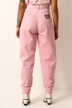 calça jeans rosa cintura mega alta vintage - Capichó Brechó