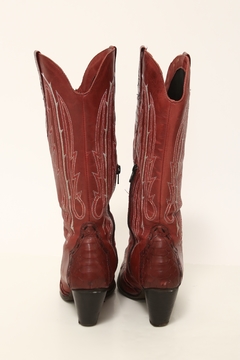 Bota vermelha 100% couro western 35 - loja online