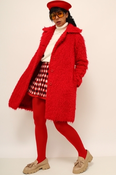 Casaco pelucia vermelho vintage na internet