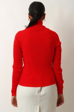 tricot vermelho gola alta justo vintage - Capichó Brechó