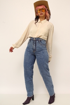 Calça jeans cintura alta classica azul - loja online