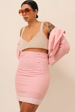 Conjunto de alfaiataria rosa blazer + saia - comprar online