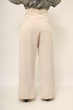 Calça pantalona creme ajuste amarração - Capichó Brechó