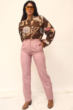 Calça rosa antigo cintura alta - Capichó Brechó