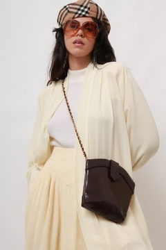 bolsa marrom couro vintage alça corrente dourada - loja online