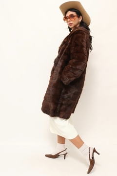 casaco pele marrom forrado - loja online