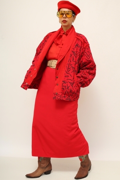 Jaqueta vermelha acolchoada estampada - loja online