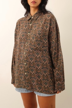 camisa estampada marrom vintage - comprar online