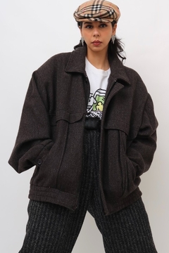 jaqueta lã forrada vintage forrada cinza na internet