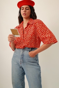 Camisa vermelha color frutas vintage - comprar online