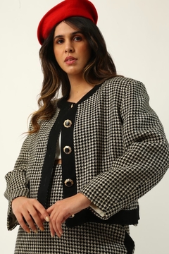 conjunto xadrez saia + blazer pied poule vintage - comprar online