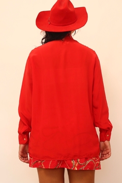 Camisa DIOR vermelha 100% seda vintage