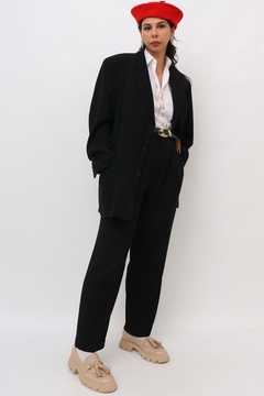 conjunto alfaiataria preto blazer + calça na internet