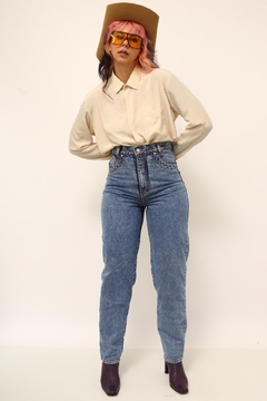 Calça jeans cintura alta classica azul - comprar online