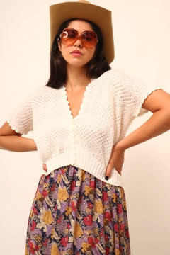 Cropped tricot vazado vintage - comprar online