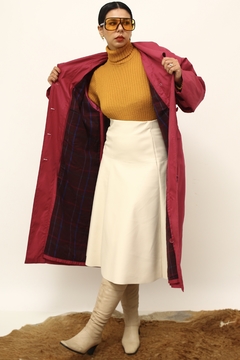 Maxi casaco roxo forro xadrez London - comprar online