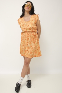 Vestido laranja curto tira amarração vintage - loja online