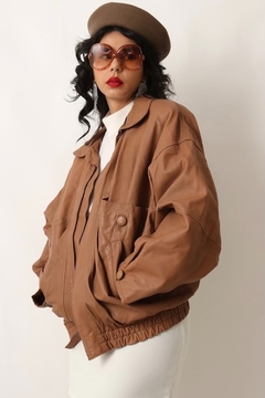 jaqueta couro marrom forrada vintage na internet