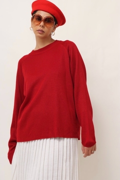 tricot vermelho manga longa vintage - comprar online