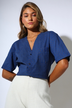 Imagem do blusa pijama estampa poá quadrada vintage