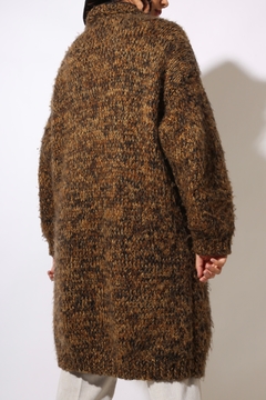 casaco tricot bem macio longo bolso na internet
