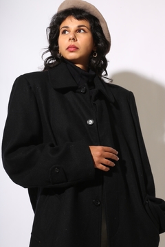 casaco forrado 100 % lã longo vintage - loja online