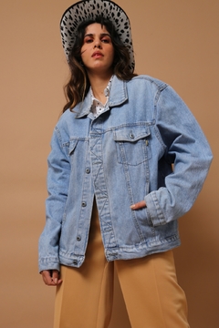 jaqueta jeans grossa vintage ampla azul - loja online
