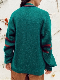 tricot manga bufante grosso verde listras na internet