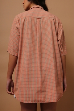 camisa xadrez laranja ampla vintage na internet