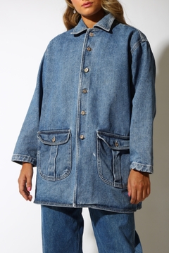 parka jeans vintage grosso 70’s alongada - comprar online