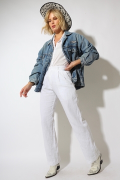 jaqueta jeans grossa manga bufante bordado - loja online